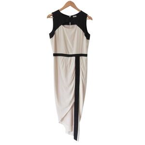 Haute Hippie Cream Black Clara Sleeveless Silk Dress 6 Cutout Asymmetrical Y2K